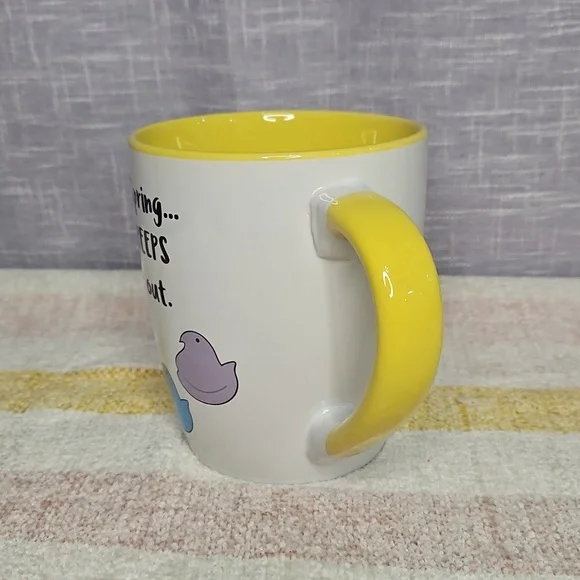 Yellow and White Spring Mug with Peeps Design - Picture 2 of 9
